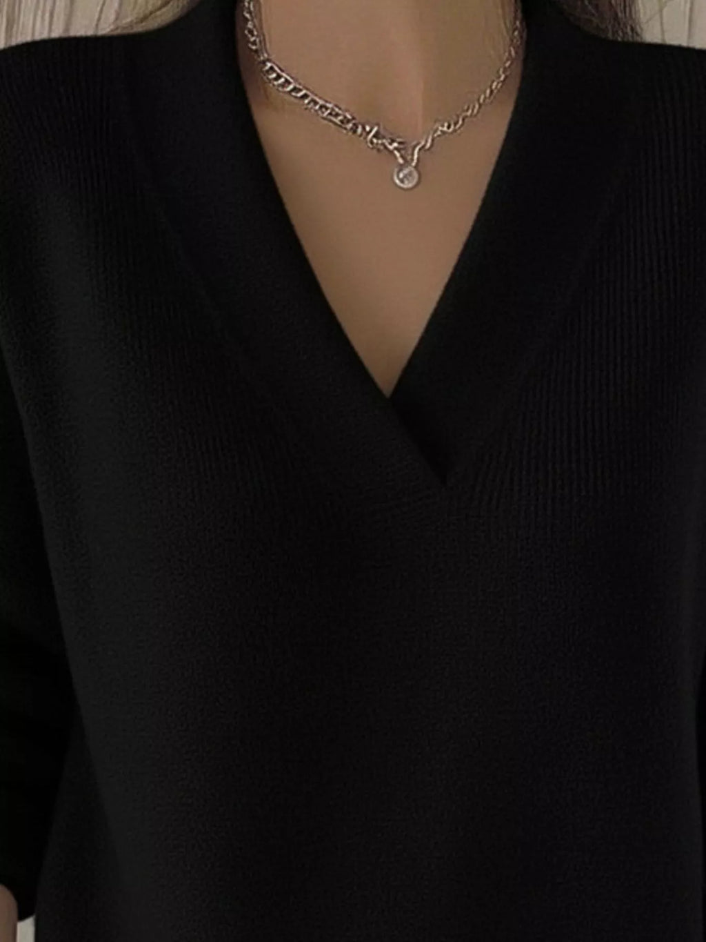 Sarah Express Women's V-Neck Long Sleeve Sweater Plus Size