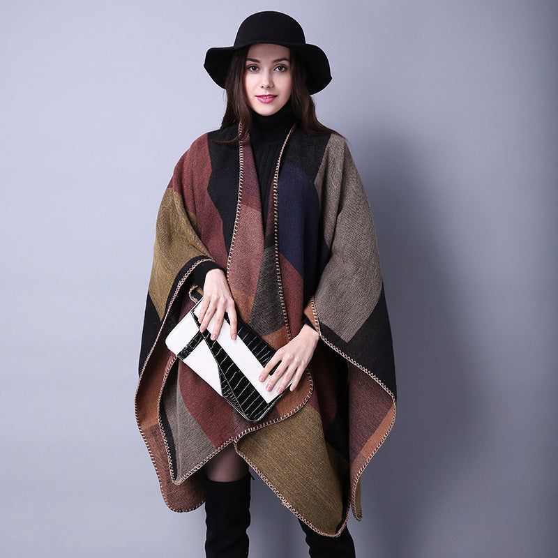 Women's Oversized Plaid Scarf Shawl Wrap Imitation Cashmere Winter Travel Accessory