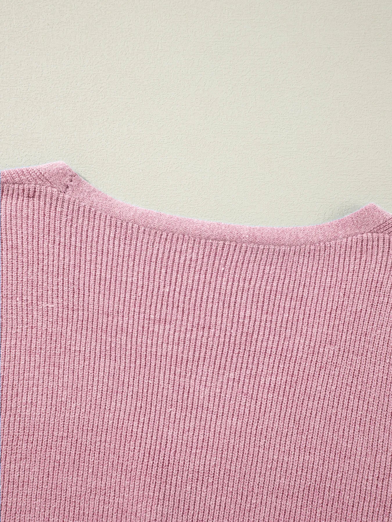 Sarah Express Women's Ribbed Knit Button Front V Neck Cardigan