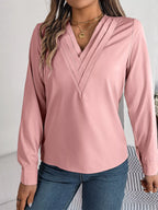 Sarah Express Women's Layered V-Neck Long Sleeve Blouse