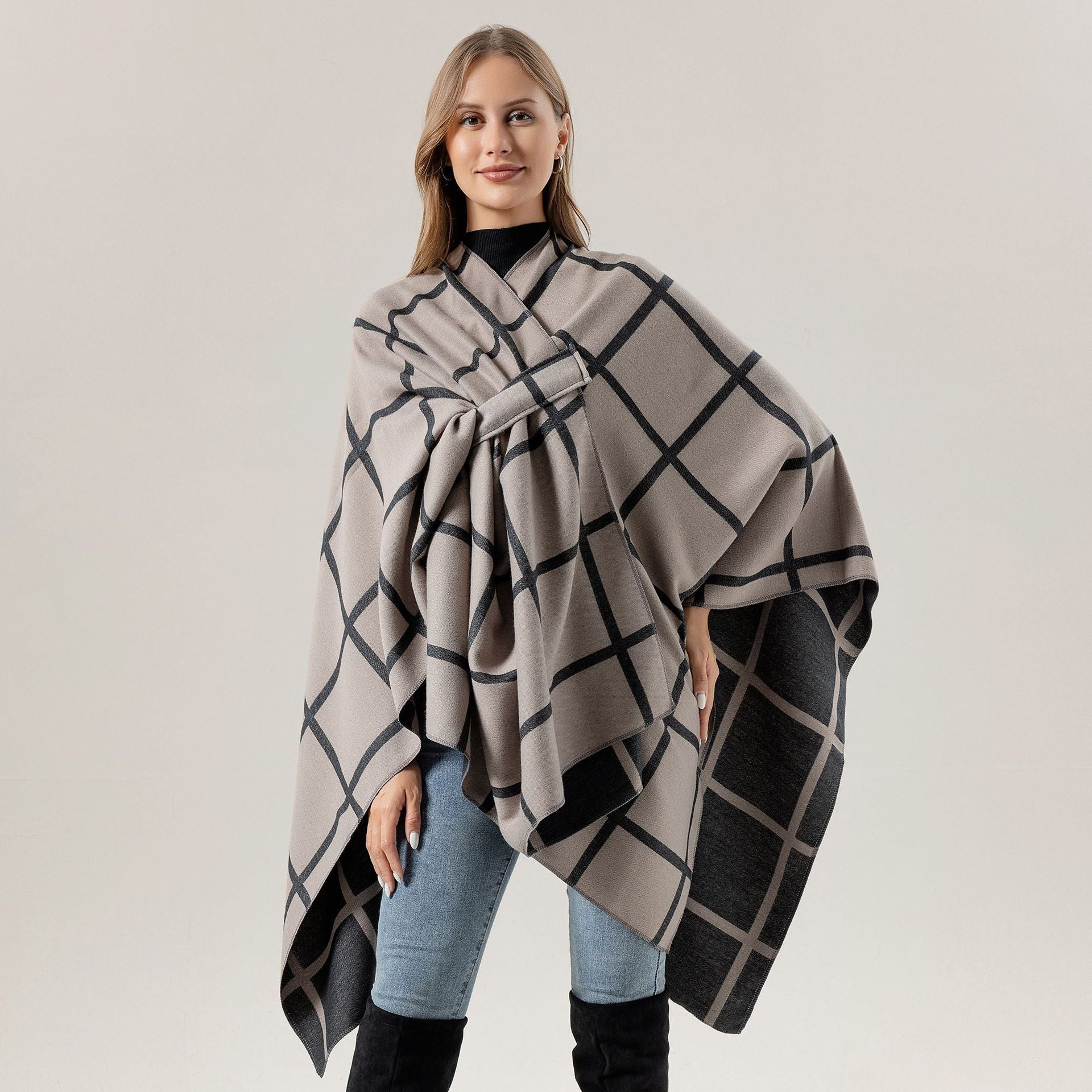 Sarah Express Women's Gingham Check Warm Scarf - Oversized Plaid Shawl Fall Winter Accessory