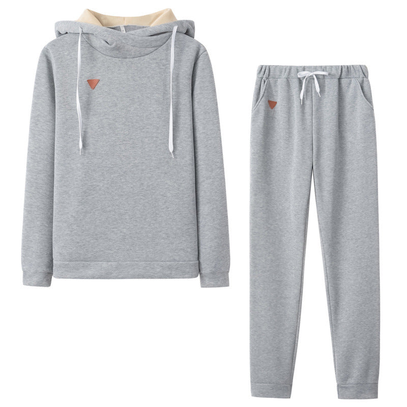Women's Fleece Hooded Sports Suit Two-Piece Set