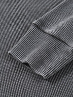 Sarah Express Women's Waffle Knit Patchwork Long Sleeve Oversized Sweatshirt