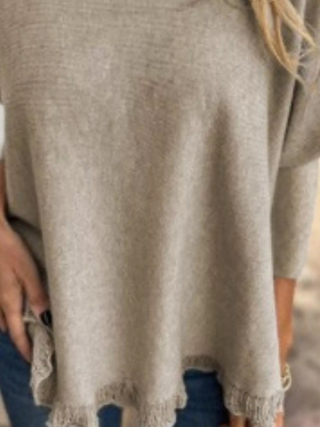 Sarah Express Women's Round Neck Long Sleeve Knit Top with Lace Trim Plus Size