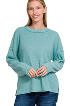 Sarah Express Women’s Oversized Brushed Ribbed Hacci Sweater