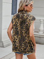 Sarah Express Women's Leopard Button Up Denim Vest