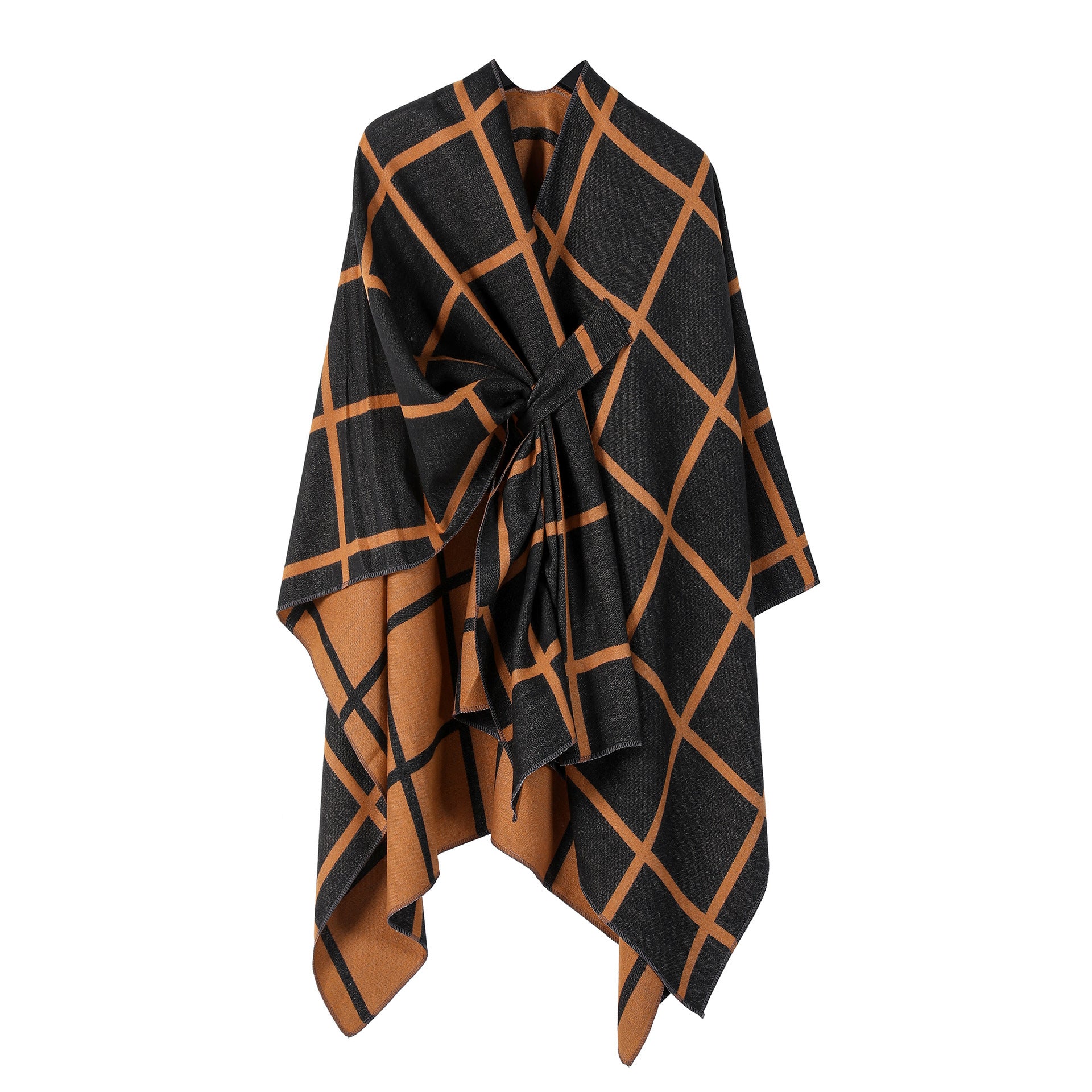 Women's Gingham Check Warm Scarf - Oversized Plaid Shawl Fall Winter Accessory
