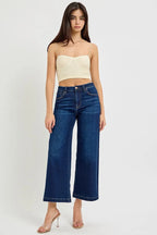 Sarah Express Women’s High Rise Cropped Wide Leg Jeans Casual
