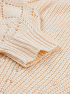 Sarah Express Women's Openwork Round Neck Long Sleeve Sweater