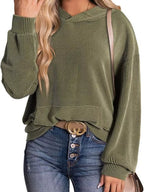 Sarah Express Women's Ribbed Oversized Hoodie Sweatshirt with Pocket