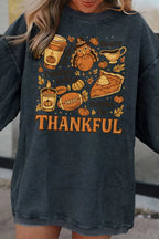 Sarah Express Women's Thankful Thanksgiving Graphic Long Sleeve Sweatshirt