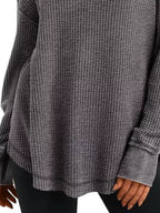 Sarah Express Women's Waffle Knit Long Sleeve Sweatshirt