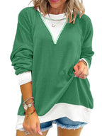 Sarah Express Women's Two-Tone Ribbed Knit Sweatshirt