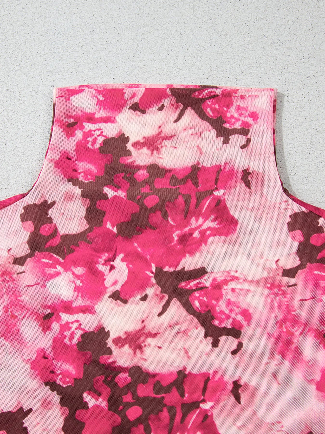 Sarah Express Women's Floral Mesh Flounce Sleeve Mock Neck Blouse