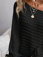 Sarah Express Women's One Shoulder Ribbed Knit Sweater