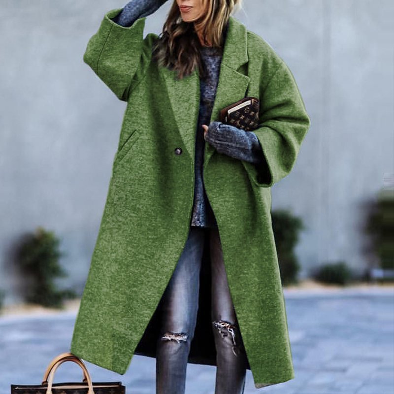 Women's Plaid Print Long Sleeve Coat Loose Fit Outerwear