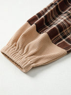 Sarah Express Women's Plaid Patchwork Long Sleeve Hooded Top