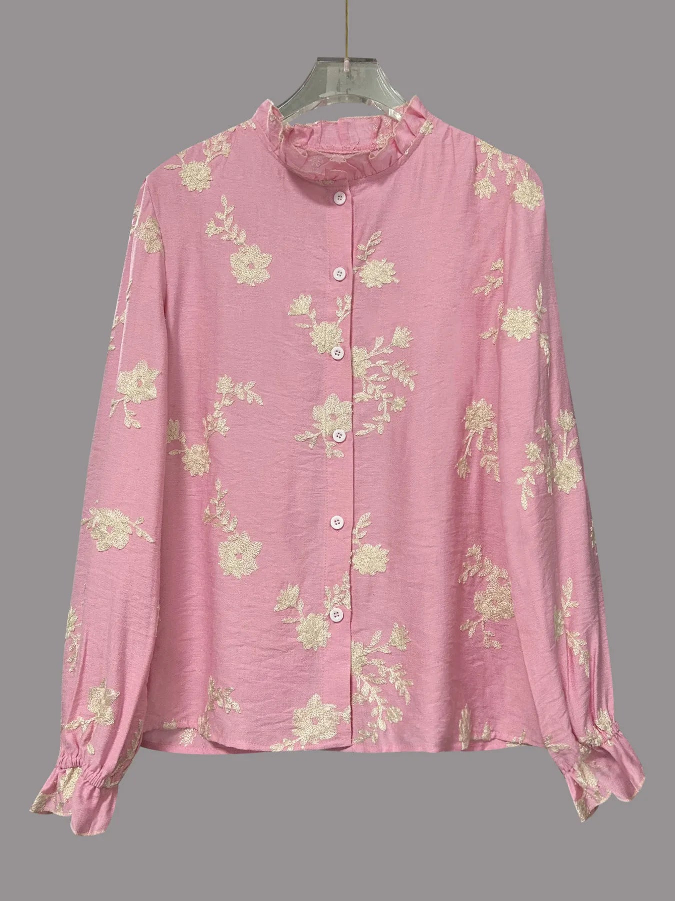 Sarah Express Women's Flower Button Up Long Sleeve Shirt