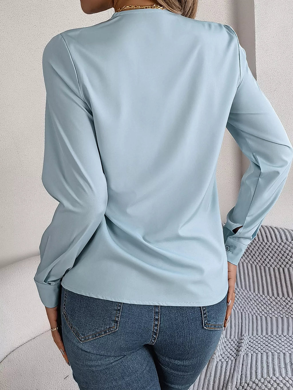 Sarah Express Women's Layered V-Neck Long Sleeve Blouse