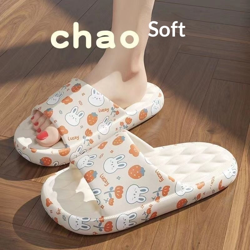 Sarah Express Women's Summer Slide Sandals - Casual Outdoor Slippers with Cute Designs White Strawberry Rabbit
