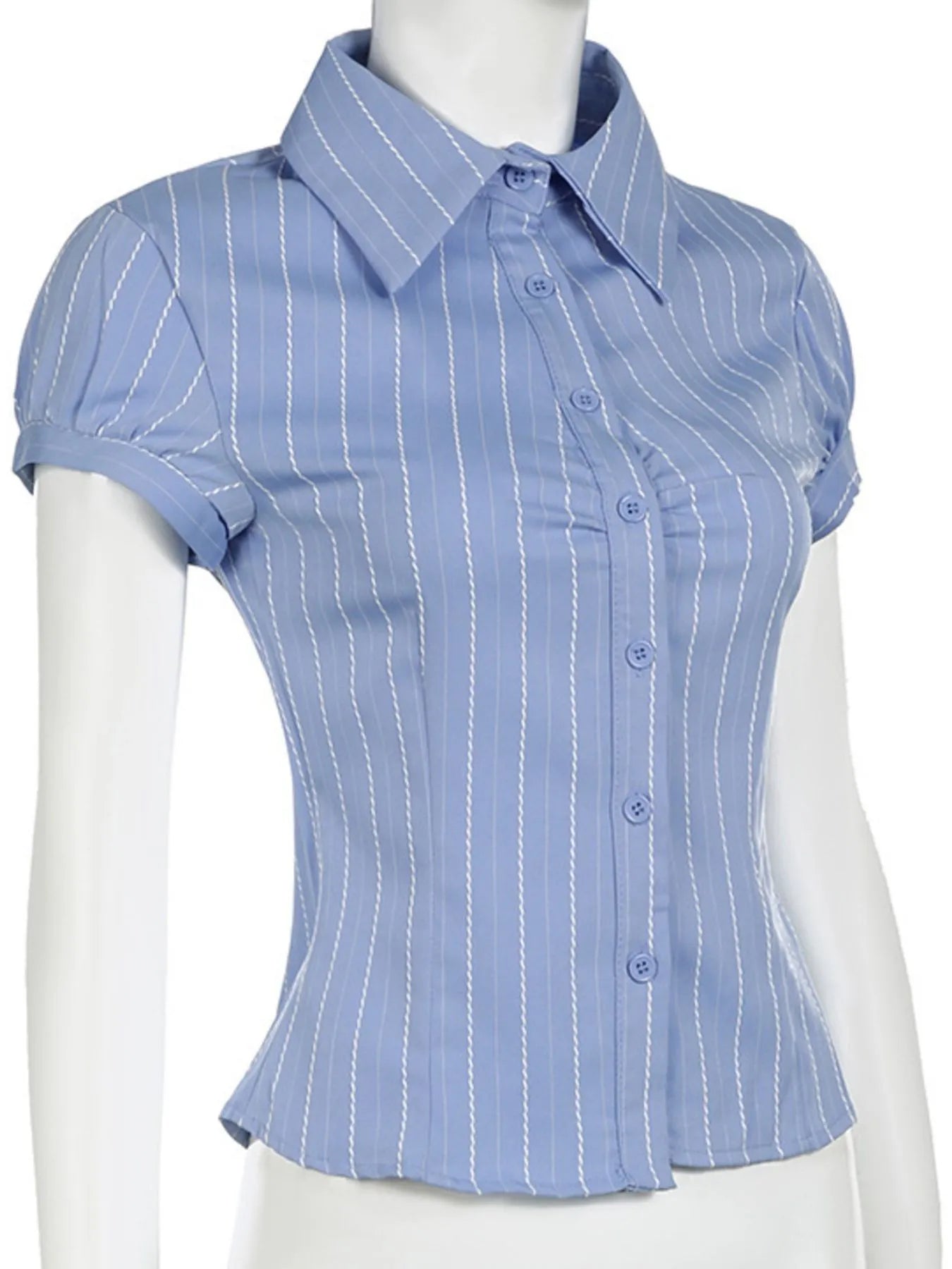 Sarah Express Women's Striped Button-Down Collared Shirt