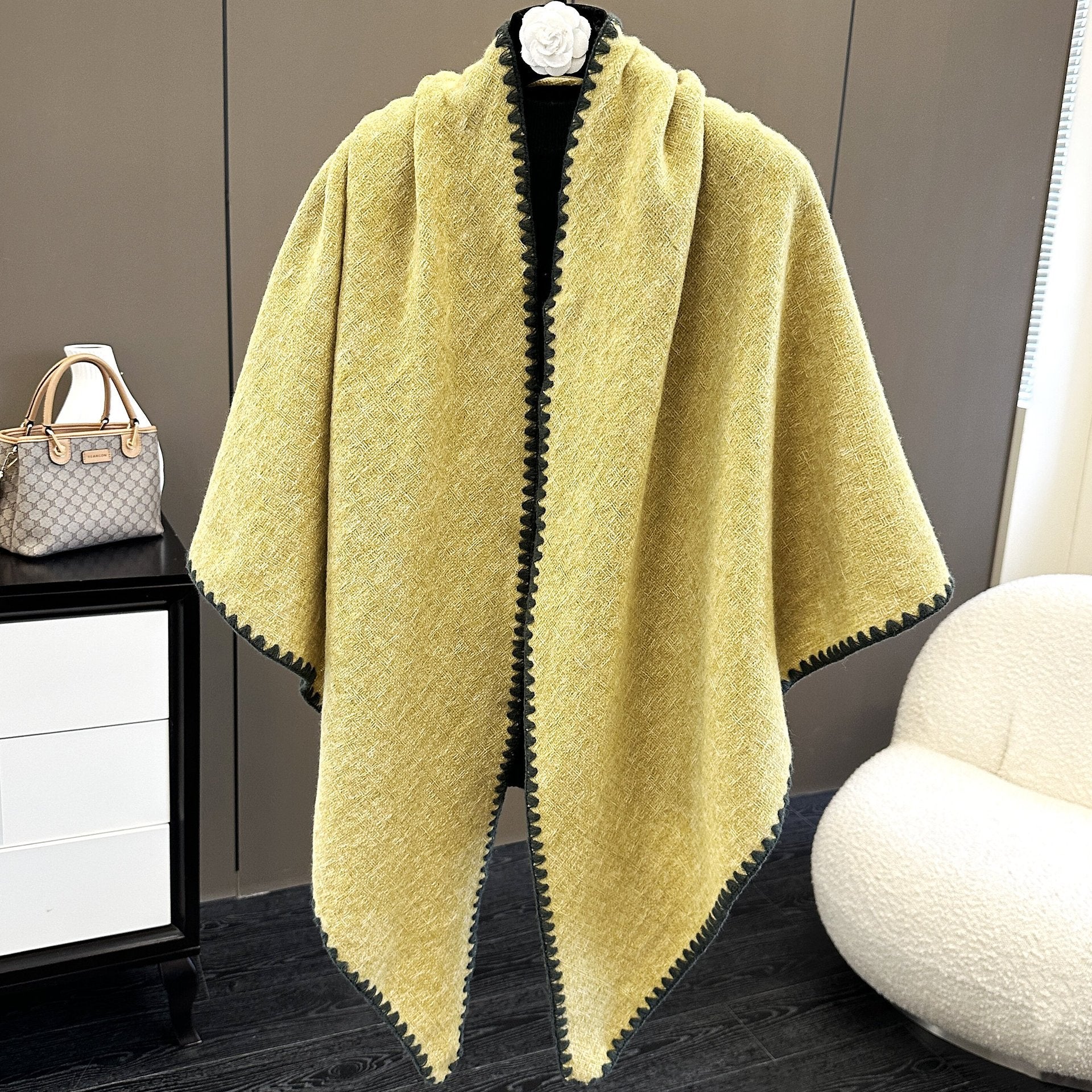Oversized Polyester Scarf Shawl Wrap Printed Plaid Women's Fall Winter Accessory