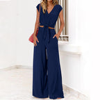 High Waist Wide Leg Pants Suit Two Piece Sleeveless Set