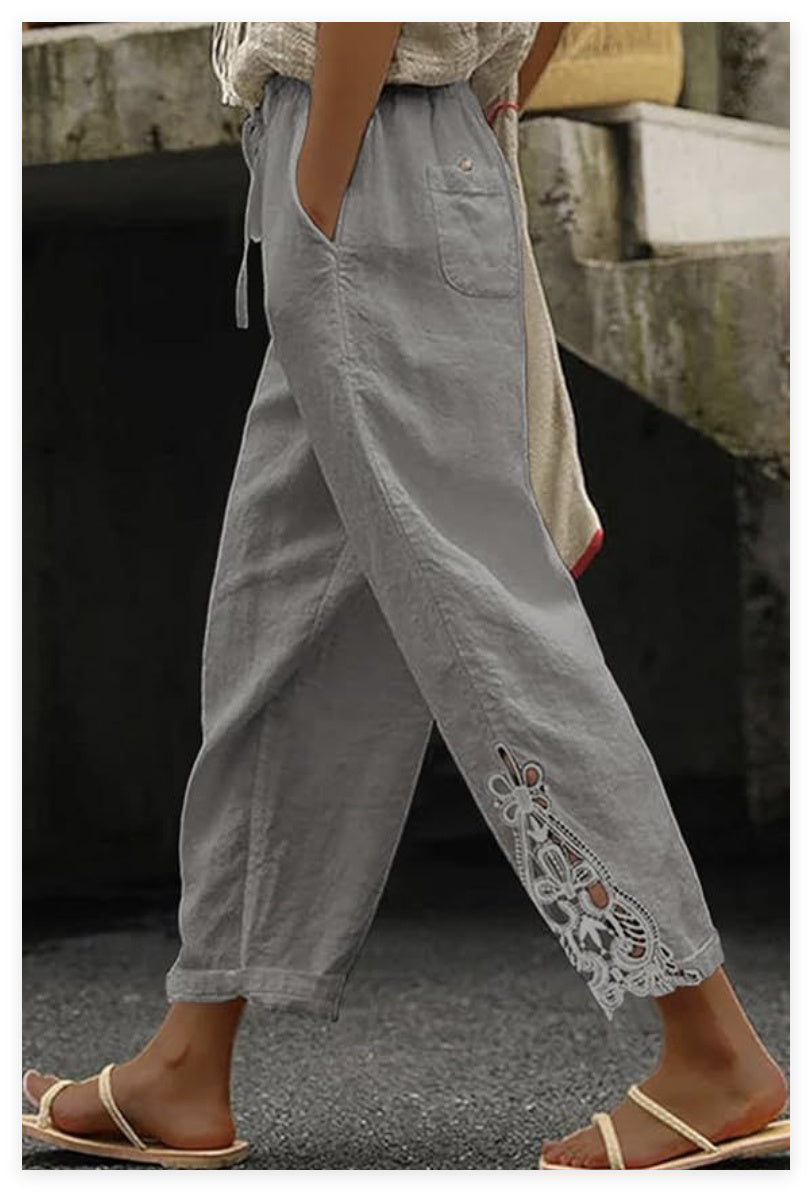 Women's Mid-Rise Straight Leg Baggy Trousers Casual Pants