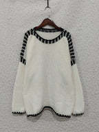 Sarah Express Women's Contrast Trim Oversized Sweater