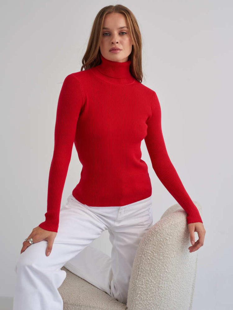 Women's Turtleneck Knit Pullover Sweater Long Sleeve