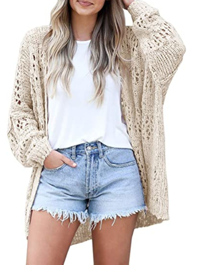 Women's Lightweight Knit Cardigan Long Sleeve V-Neck - Casual Fall Winter Loose Fit Open Front