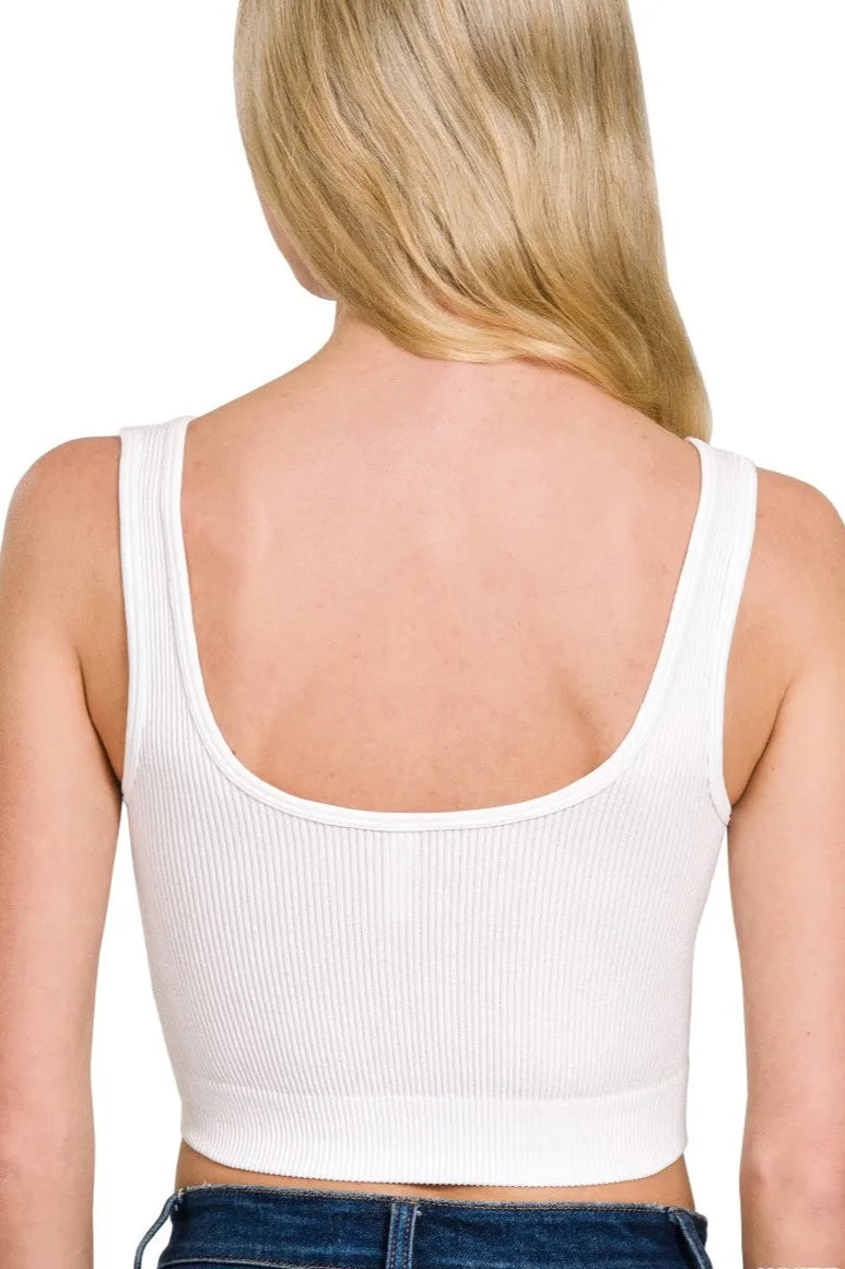 Seamless Split Neck Bra Tank Top