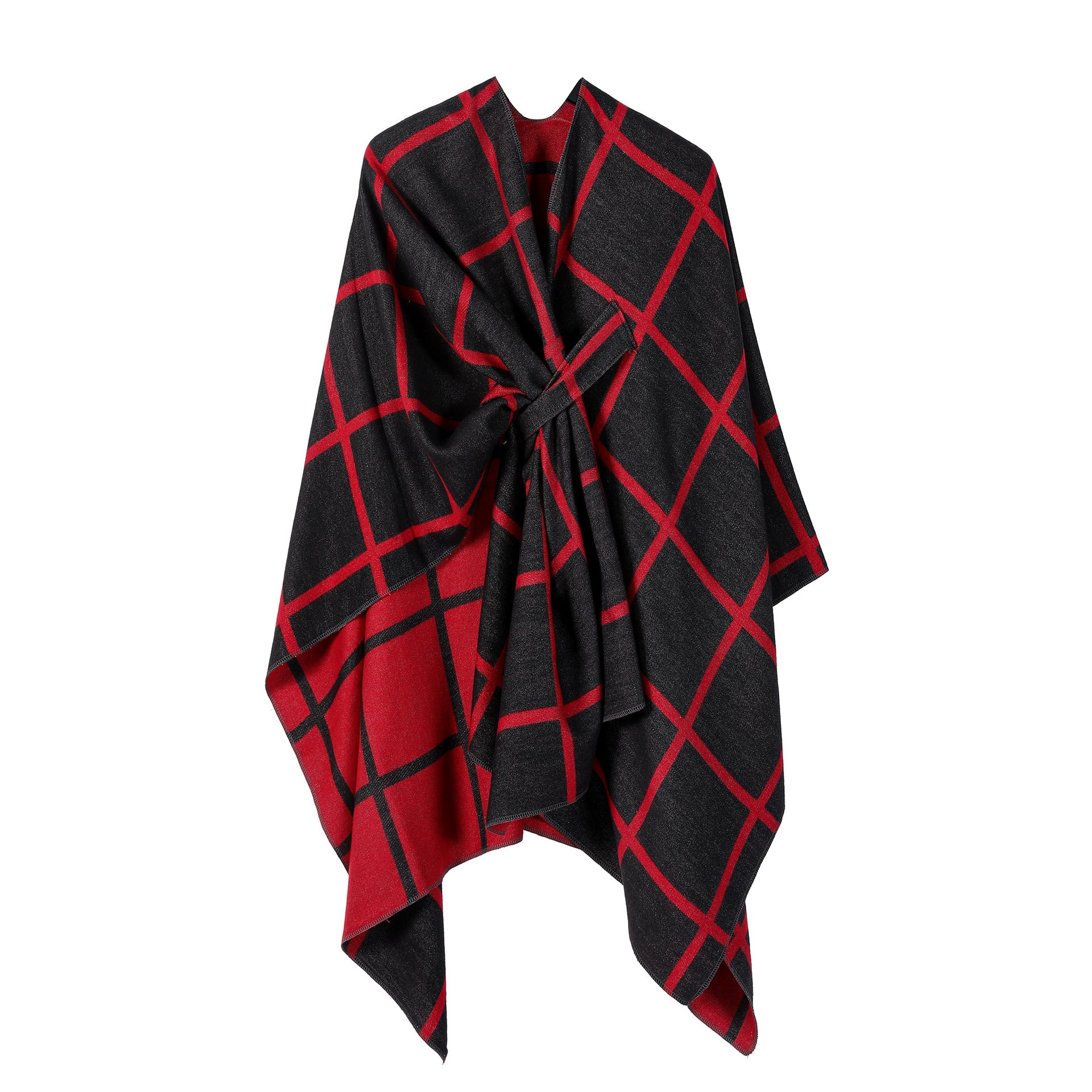 Women's Gingham Check Warm Scarf - Oversized Plaid Shawl Fall Winter Accessory