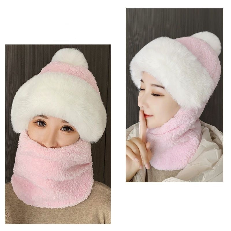 Fleece-Lined Winter Hat with Ear Protection and Neck Warmer