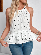 Sarah Express Women's Ruffled Printed Halter Neck Cami Top