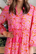 Trendsi Floral Print Tie Neck Midi Dress