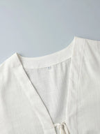 Sarah Express Women's Tie Front Long Sleeve Top and Shorts Set