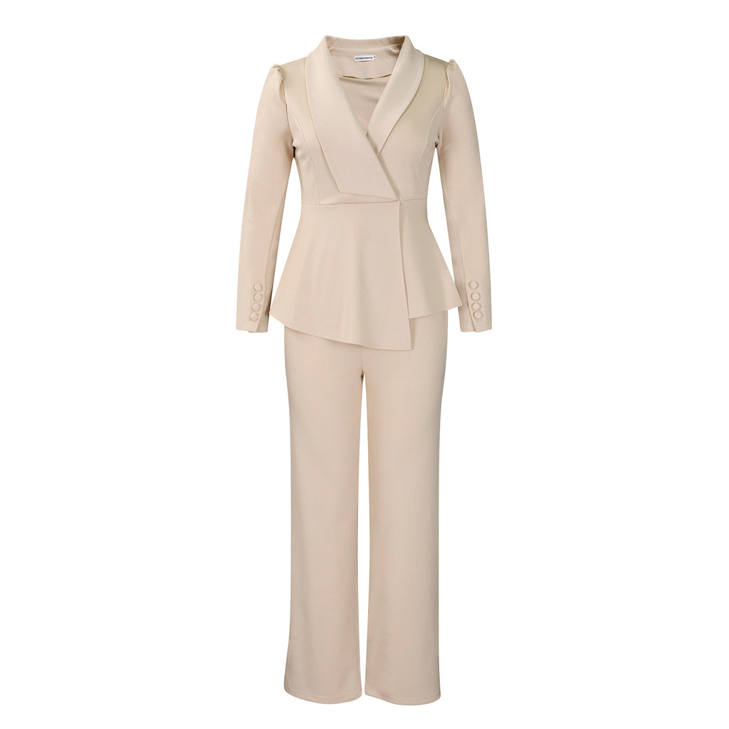 Women's Elegant Two-Piece Suit Set - Professional Blazer and Pants