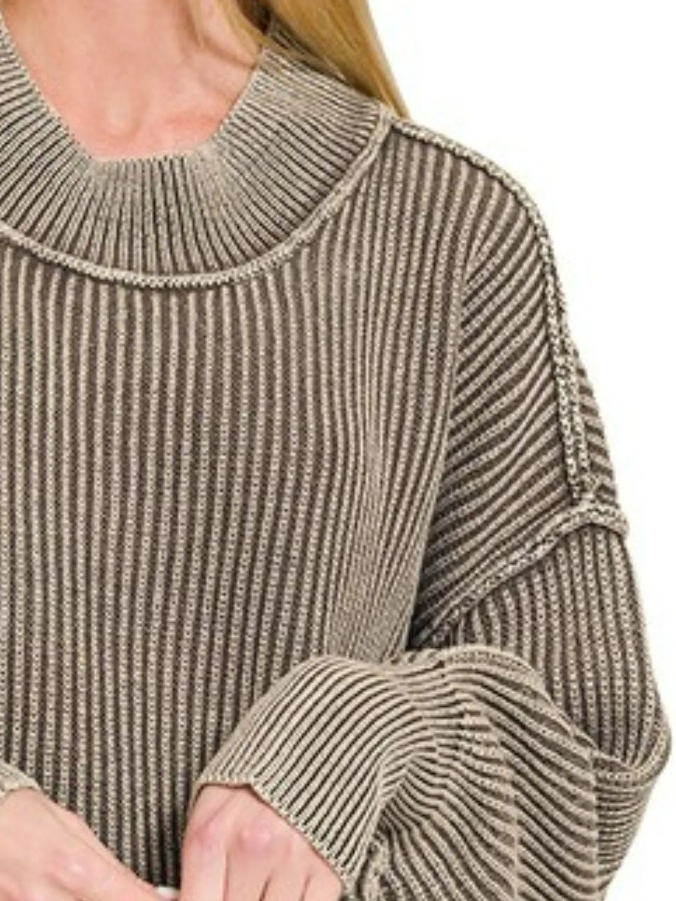 Washed Side Slit Oversized Sweater
