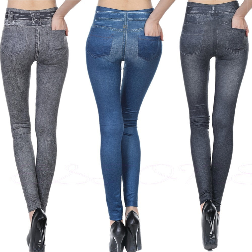 Women's High Waisted Jeggings Denim Leggings Stretchy Skinny Pants