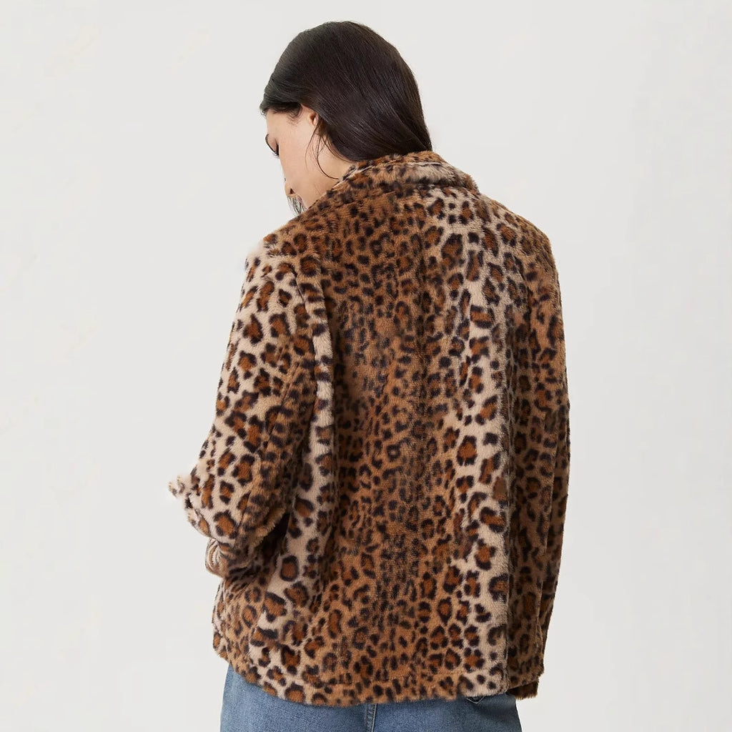 Women's Leopard Print Buckle Lapel Thickening Coat