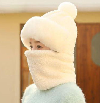 Fleece-Lined Winter Hat with Ear Protection and Neck Warmer