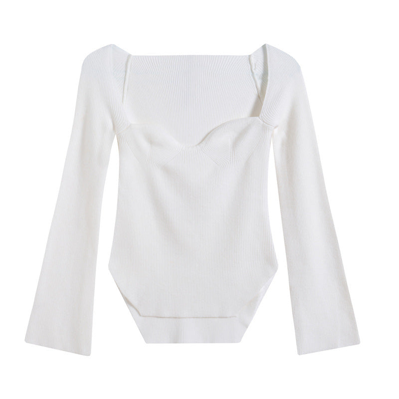 Women's Off-Shoulder Pullover Sweater - Long Sleeve Knit Top