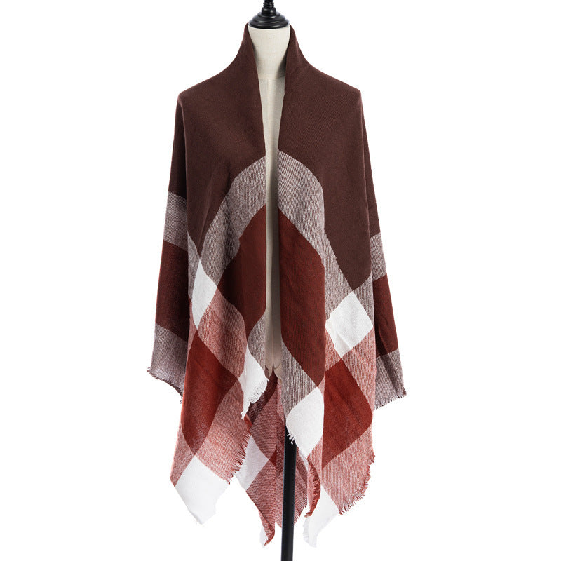 Women's Oversized Square Scarf Cashmere-like Double-Sided Shawl 140cm Woven Fall Winter Accessory
