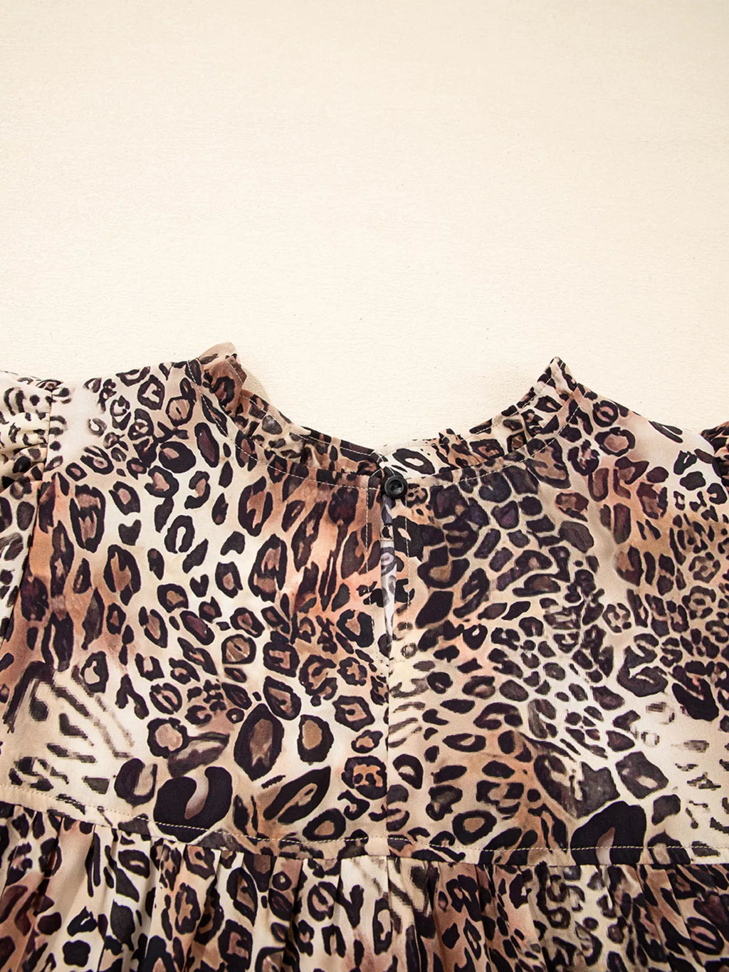 Sarah Express Women's Leopard Ruffled Detail Long Sleeve Loose Mini Dress