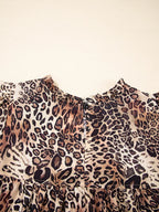 Sarah Express Women's Leopard Ruffled Detail Long Sleeve Loose Mini Dress