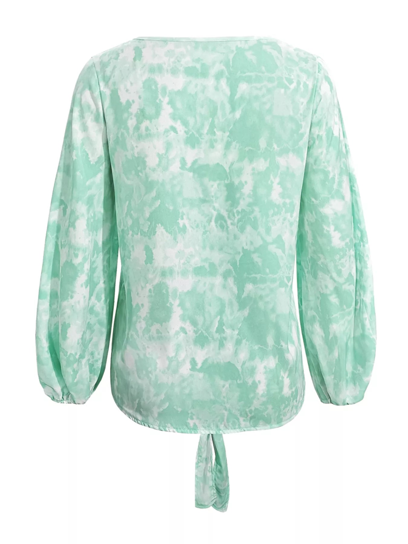 Sarah Express Women's V-Neck Long Sleeve Tie-Front Blouse