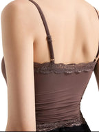 Sarah Express Women's Lace Trim Cami Top - Elegant Sleeveless Tank