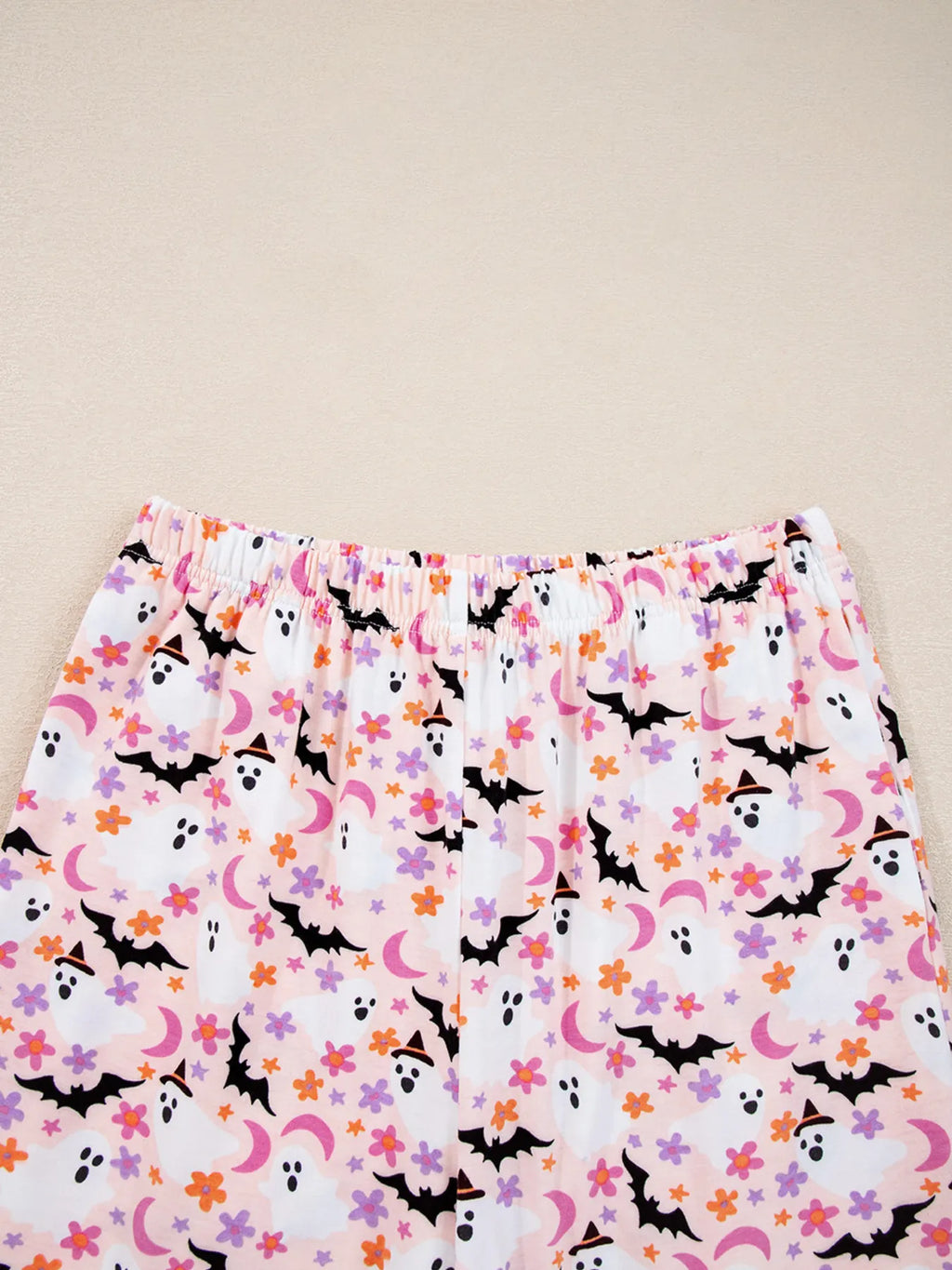 Sarah Express Women's Halloween Ghost Print Button Up Top and Pants Lounge Set