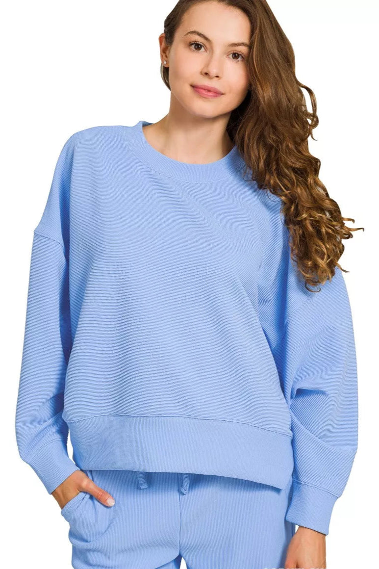 Sarah Express Women’s Ribbed Lounge Set with Pullover and Pants Casual